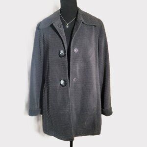 Jones New York Signature Corduroy Gray Button-Up Women's Peacoat - Size S